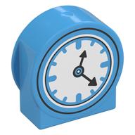 Duplo Brick 1 × 3 × 2 Round Top, Cut Away Sides with Clock Print Medium Blue