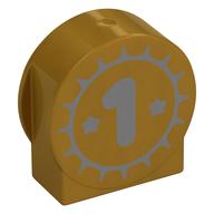 Duplo Brick 1 × 3 × 2 Round Top, Cut Away Sides with Dark Bluish Grey '1' print Perlgold
