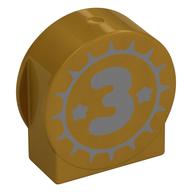 Duplo Brick 1 × 3 × 2 Round Top, Cut Away Sides with Dark Bluish Grey '3' print Perlgold