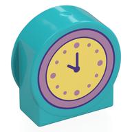 Duplo Brick 1 × 3 × 2 Round Top, Cut Away Sides with Bright Light Yellow Clock Print Medium Azure