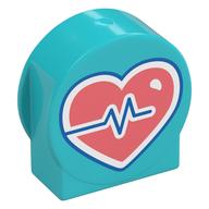 Duplo Brick 1 × 3 × 2 Round Top, Cut Away Sides with Pink Heart with Zigzag Life Line Print Mittelazur