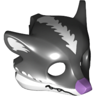 Mask Fox / Skunk, White Fur and Lavender Nose Print Schwarz