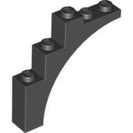 Brick Arch 1 × 5 × 4 [Continuous Bow, Raised Underside Cross Supports] Black