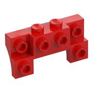 Brick Special 2 × 4 - 1 × 4 with 2 Recessed Studs and Thin Side Arches Red
