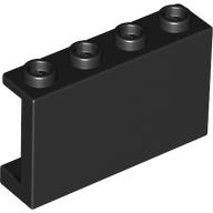Panel 1 × 4 × 2 with Side Supports - Hollow Studs Black