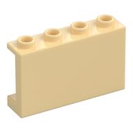 Panel 1 × 4 × 2 with Side Supports - Hollow Studs Tan