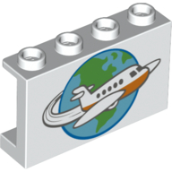 Panel 1 × 4 × 2 with Side Supports - Hollow Studs White