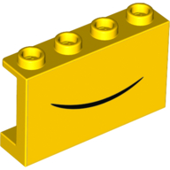 Panel 1 × 4 × 2 - Hollow Studs with Side Supports with Black Line, Smile print Gelb