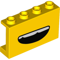 Panel 1 × 4 × 2 - Hollow Studs with Side Supports with Smile, Teeth print Yellow
