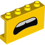 Panel 1 × 4 × 2 - Hollow Studs with Side Supports with Open Mouth, Teeth Print Gelb