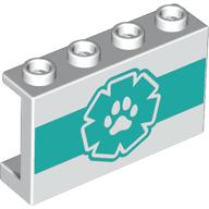 Panel 1 × 4 × 2 with Side Supports with Dark Turquoise Animal Medic Logo print Weiß