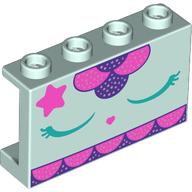 Panel 1 × 4 × 2 with Dark Pink Star, Dark Turquoise Eyes, Dark Purple Decorations print Hellaqua