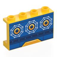 Panel 1 × 4 × 2 with Blue Boat Side, Yellow Port Holes, White Webbings print Gelb
