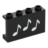 Panel 1 × 4 × 2 with White Music Notes print Schwarz