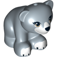 Animal, Bear, Small with Hole in Top and Brown Eyes, White Paws and Mouth, Black Nose Print Sandblau