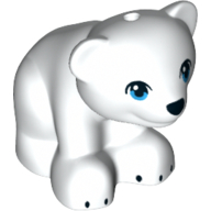 Animal, Bear, Small with Hole in Top - Black Nose and Claws - Dark Azure Eyes Print White