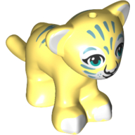 Animal, Big Cat Cub, Lion with Dark Turquoise Eyes, White Paws/Nose and Sand Blue Pattern Print [No Color/Any Color]