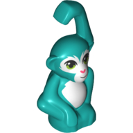 Animal, Monkey / Ape / Orangutan with White Face and Stomach, Green Eyes Print in Dark Turquoise