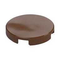 Tile Round 2 × 2 with Bottom Stud Holder Reddish Brown