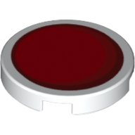 Tile Round 2 × 2 with Red Circle Stylized Red Sun Print White
