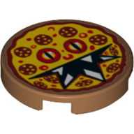 Tile Round 2 × 2 with Pizza Pepperoni Scary Face Print Medium Nougat