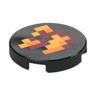 Tile Round 2 × 2 with Pixelated Fire Print Black