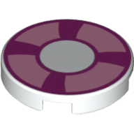 Tile Round 2 × 2 with Magenta and Bright Pink Life Preserver Print White