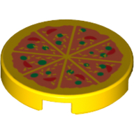 Tile Round 2 × 2 with Pizza Print