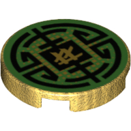 Tile Round 2 × 2 with Black Circular Lines on Green Background Print Pearl Gold