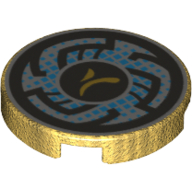 Tile Round 2 × 2 with Black Circular Lines on Light Bluish Gray Background with Dark Azure Dots Print