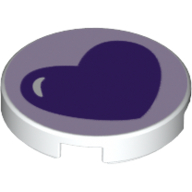Tile Round 2 × 2 with Purple Heart Print White