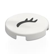 Tile Round 2 × 2 with Black Closed Eye, Eyelashes, Left Print in White