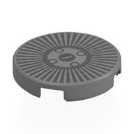 Tile Round 2 × 2 with Black Hubcap print Flat Silver