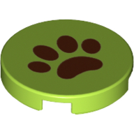 Tile Round 2 × 2 with Brown Paw Print Lime