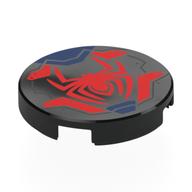 Tile Round 2 × 2 with Red Spider, Dark Blue Markings print Black