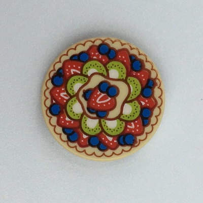 Tile Round 2 × 2 with Fruit Pie Print Beige