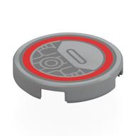 Tile Round 2 × 2 with Red Circle, Spaceship Greebling print Hellblaugrau