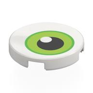 Tile Round 2 × 2 with Eye, Bright Green/Lime Iris, Black/White Pupil print Weiß