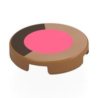 Tile Round 2 × 2 with Coral Circle, Dark Brown Line (Eye) print Medium Nougat
