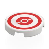 Tile Round 2 × 2 with Red Pokeball Target Print White
