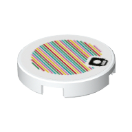 Tile Round 2 × 2 with Mushroom and Barcode Print (Sticker) White