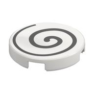 Tile Round 2 × 2 with Black Spiral Print White