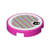 Tile Round 2 × 2 with Mushroom and Barcode Print (Sticker) Dark Pink