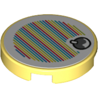 Tile Round 2 × 2 with Yoshi Fruit and Barcode Print (Sticker) Bright Light Yellow