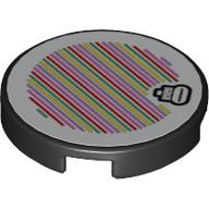 Tile Round 2 × 2 with Spike and Barcode Print (Sticker) Black