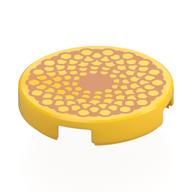Tile Round 2 × 2 with Orange Flower Heart print Yellow