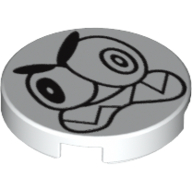 Tile Round 2 × 2 with Scowling Nixel Face Print Weiß