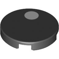 Tile Round 2 × 2 with White Dot Print Black