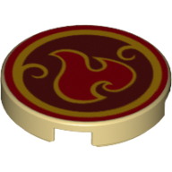 Tile Round 2 × 2 with Fire Power Icon Print Beige
