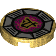 Tile Round 2 × 2 with Airjitzu Earth Symbol Print Pearl Gold
